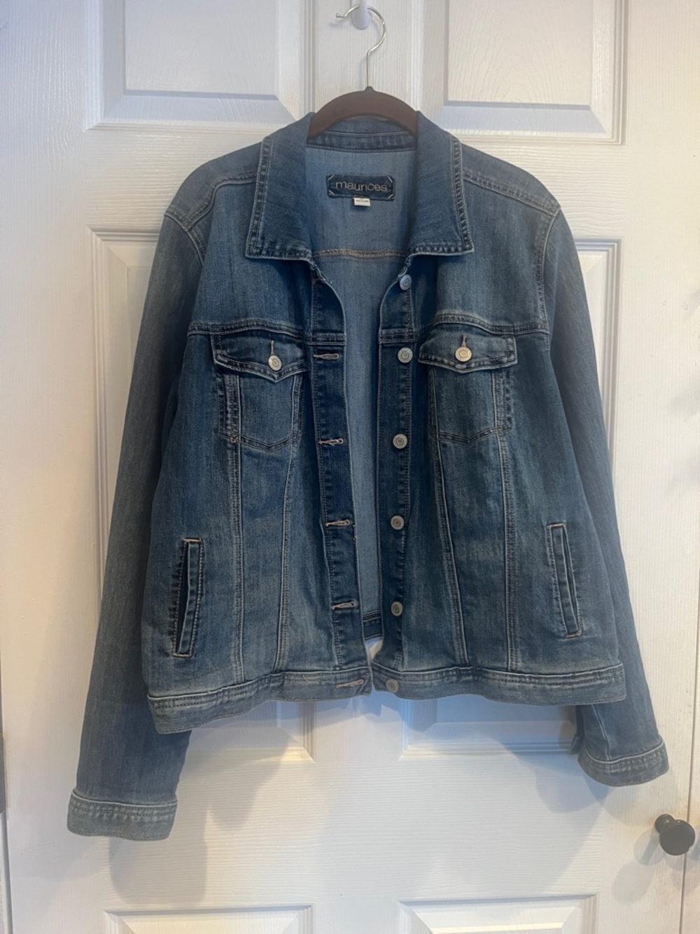 Maurices Size 2 Blue Denim Jacket with Button Front and Stretch